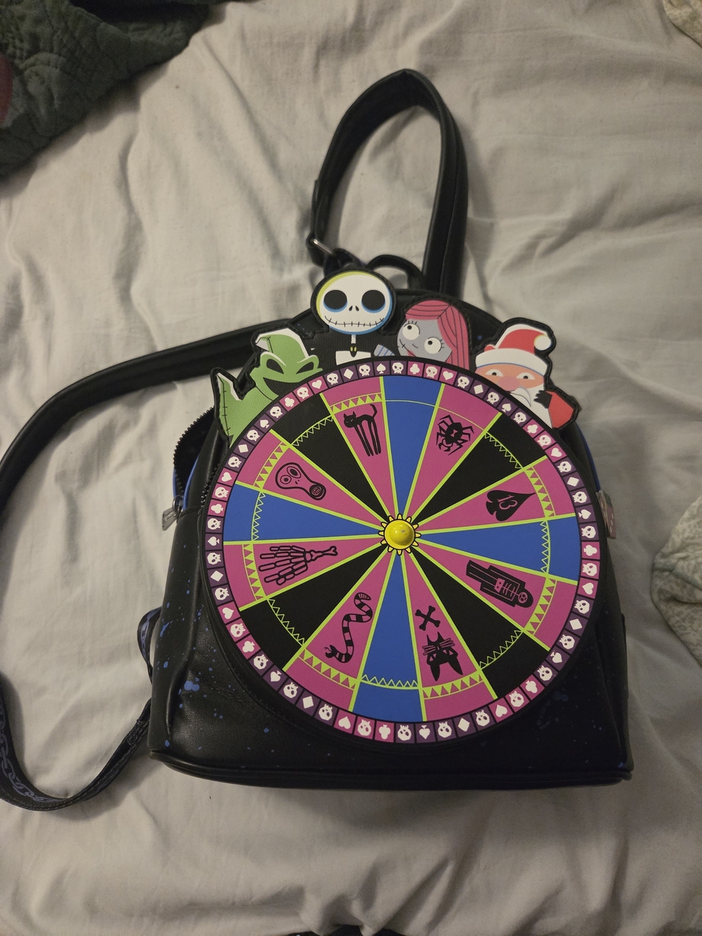 Nightmare Wheel Graphic Black Mini Backpack